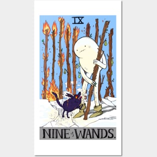 Snow Golem and Fire Wolf Pup 9 of Wands tarot Posters and Art